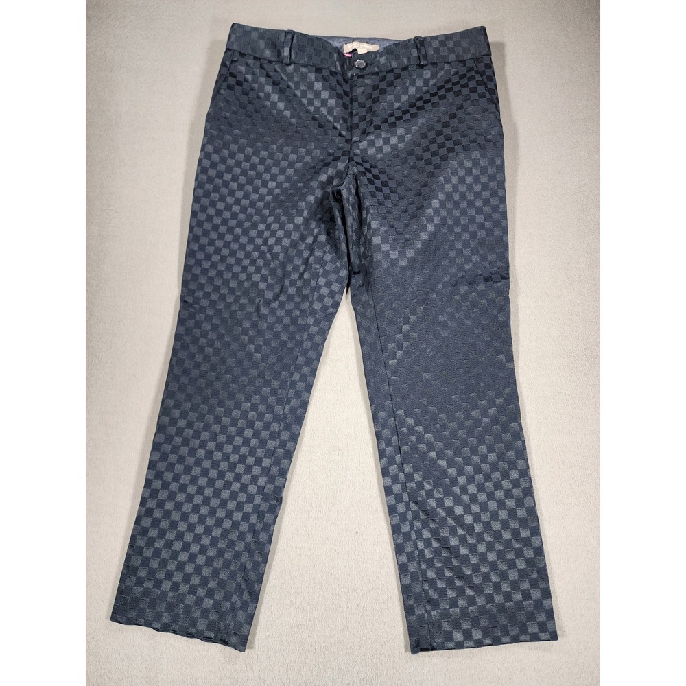 Banana Republic Hampton Pant Navy Blue Checker Jacquard Size 8 Cropped Career